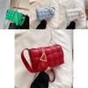 Classy Plaid Pu Leather Women Shoulder Bag Woven Soft Square Hand Chain Bag Gift