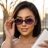 Rhinestone Eyewear Comfortable Women Fashion Shades Oval Rhinestone Sunglasses Trendy Uv400 Sun Glasses For Travel Stage Party