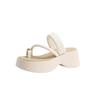 High-heeled set of toe cool slippers women's 2024 new summer French flip-flops muffin thick-soled Roman beach shoes