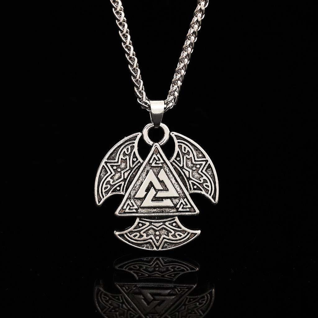 1 Stück Nordic Viking Stil Symbol Halskette mit Retro Muster Details Exquisites Nischen Dicke Kette Design Geeignet Party Dunkel