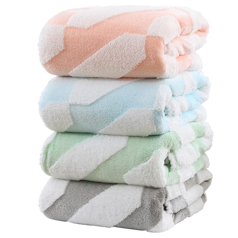 Towel New coral fleece jacquard geometric series bath towel Thickened and soft, not easy to lose hair Household bath towel