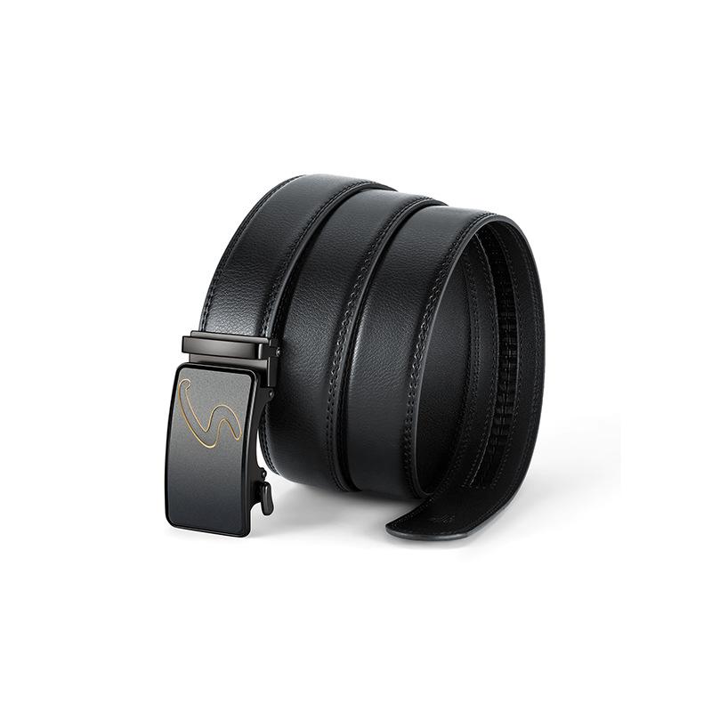 Men's belt automatic buckle leather belt, young people's cowhide belt tide, business suit belt men