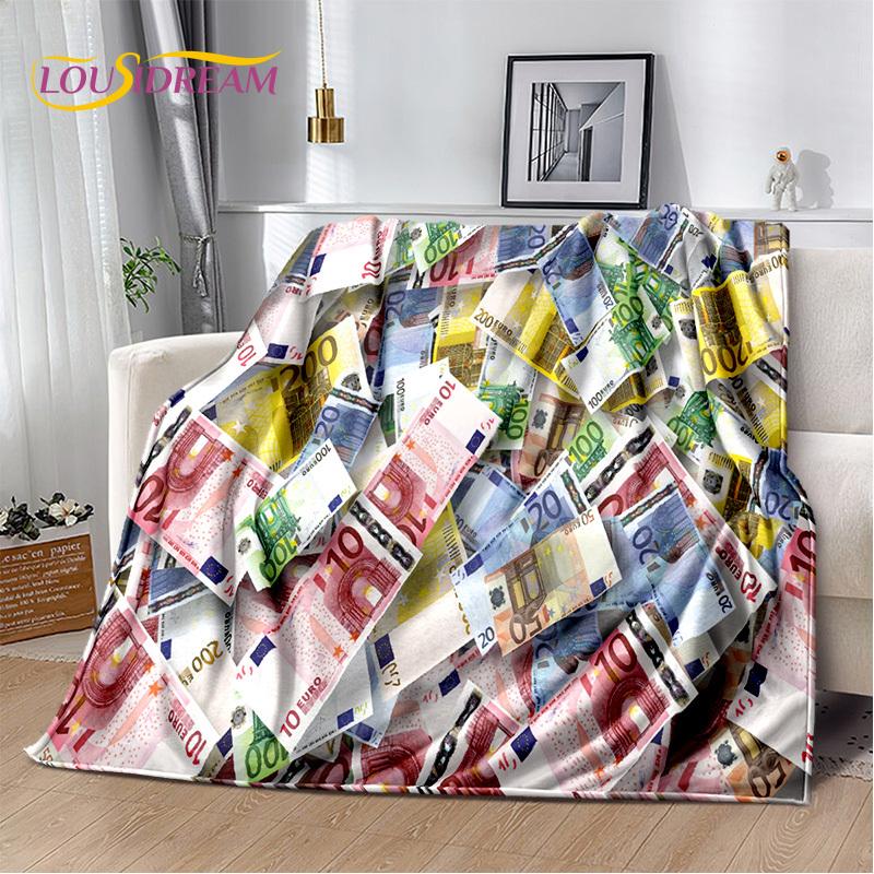 Zengin Dolar Euro Pound Para 3D Karikatür Battaniye, Yumuşak Atmak Battaniye Ev Yatak Odası Yatak Kanepe Piknik Ofis Seyahat Kapak Hediye Çocuk