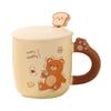 Keramické hrnky Milk Fufu Roztomilé hrnky s medvědem z chleba Hrnky na kávu a mléko pro pár do kanceláře i domů Lžíce s víčkem