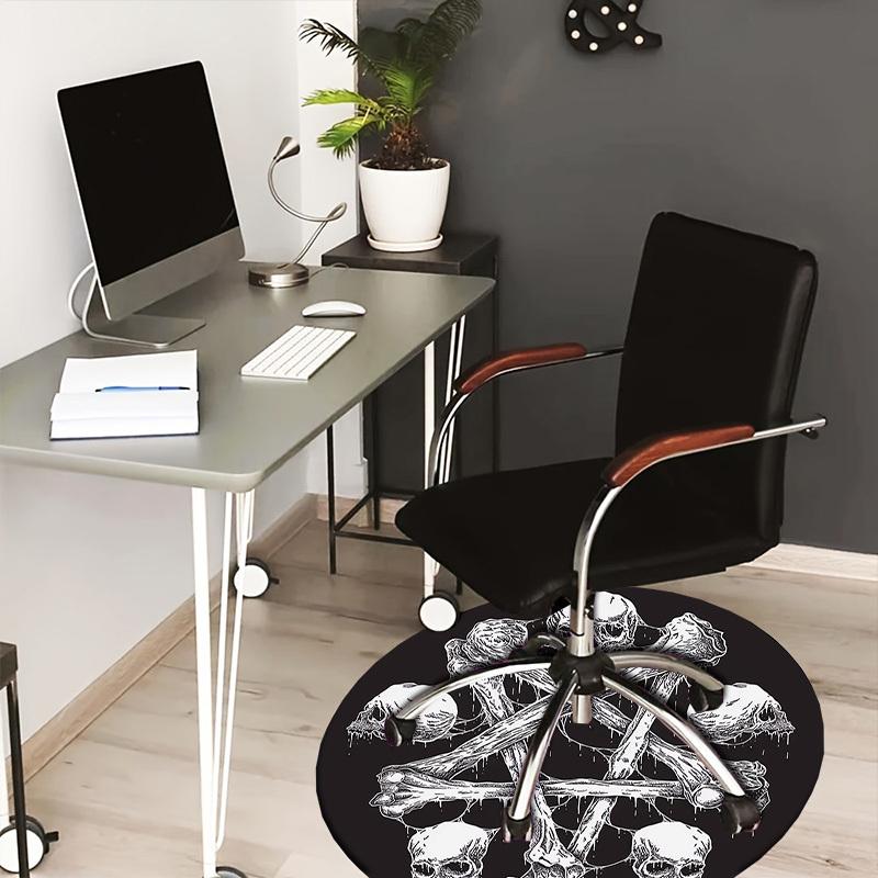 1pc Office Carpet Chair Mats Skulls and Crossbones Tattoo Design Perfect for Decorating Office Chairs, Living Rooms, Or Bedrooms