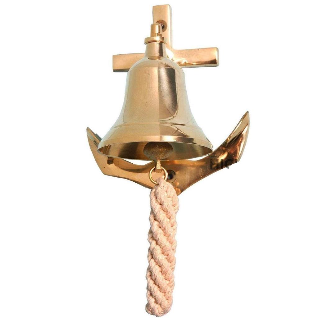 Brass Door Bell with Ship Anchor Wall Hanging Decor | Large Size | Solid Brass