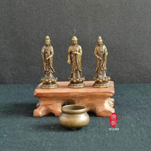 [DFJLWKE] Miniature Buddha Statue, Standing Amitabha Buddha, 46mm, Brass, Antique Finish, Amitabha (for Those Born In the Year of the Dog or Pig), Gua