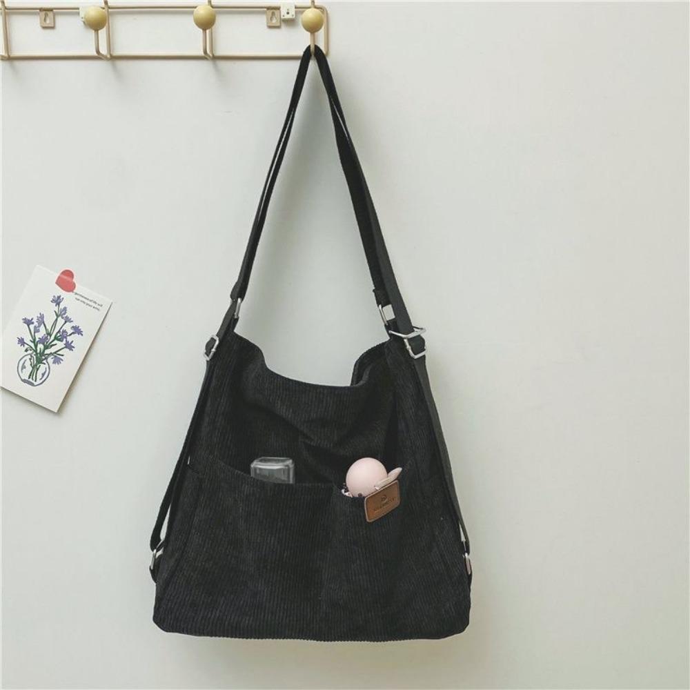 Korean Style Corduroy Tote Bag Elegan Crossbody Bag Casual Multifunctional Shoulder Bag Travel