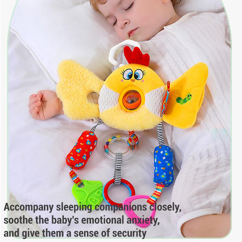 Newborn Plush Animals Bed Bell Baby Hanging Rattles Toys Soft Sensory Stroller Handle Toys for Babies Development