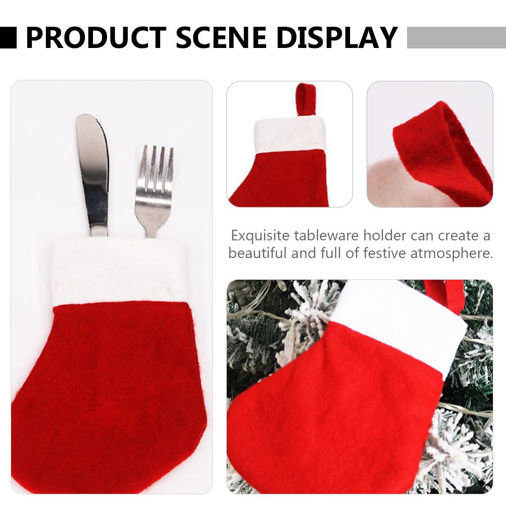 10Pcs Christmas Cutlery Set Non woven Fabric Holder Silverware ganizer Dinner Party Knives Forks Cover Socks Storage