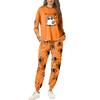 Women's Casual Sweatshirt and Jogger Set with Halloween Print, Round Neck, Loose Fit, Chest Pocket