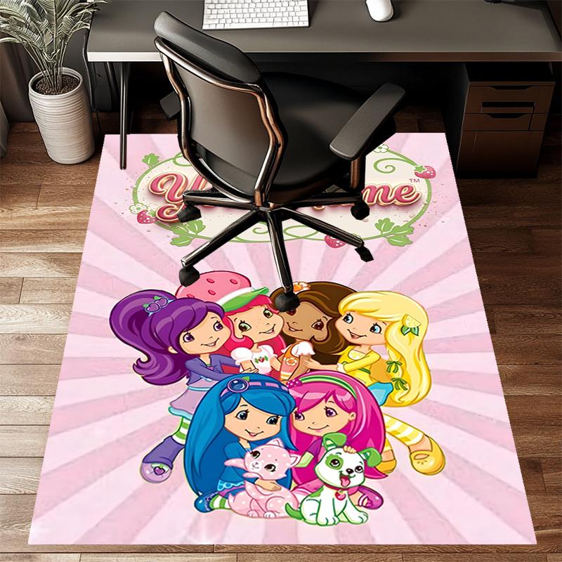 Princess Strawberry Design Area Rug Personalized Name- Non-Slip, Soft & Cozy Floor Mat for Living Room, Office - Indoor/Outdoor Carpet