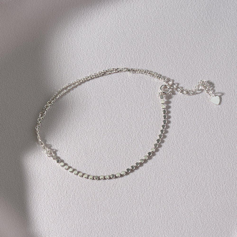 Mimi.J Jewelry 925 Silver Two-Chain Silver Anklet