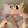 Dachshund Bowknot Chenille Embroidered Cotton Quilt Set - Soft, Skin-Friendly, Four or Three-Piece Dormitory Set