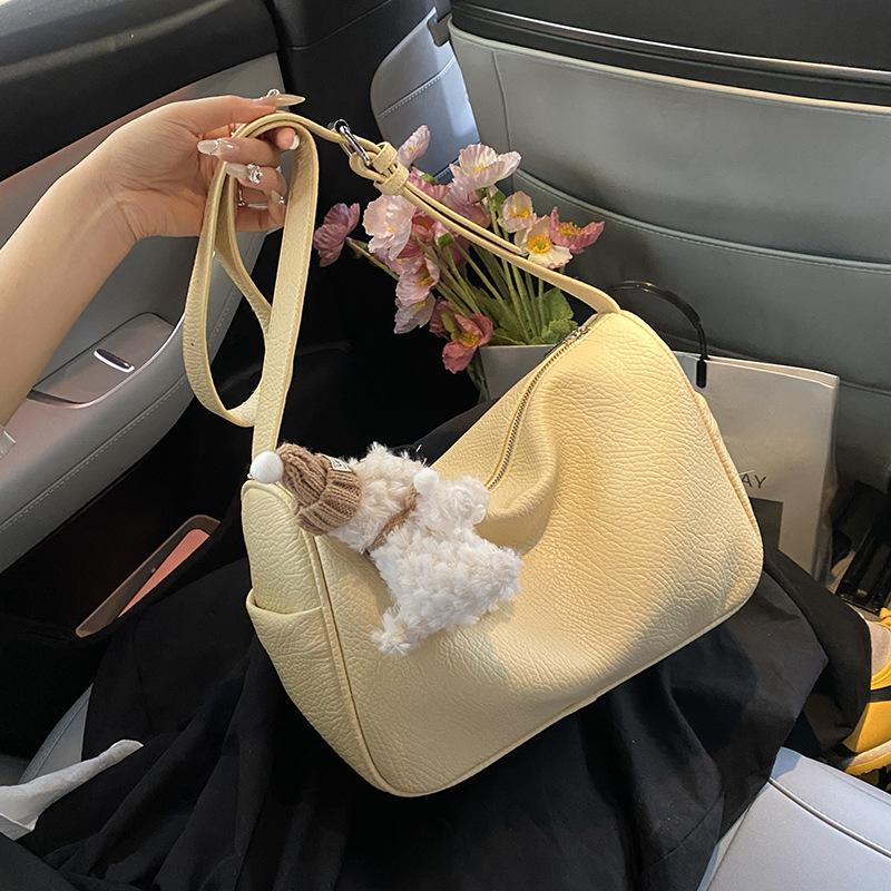 2025 retro bag simple solid color underarm bag women's casual fresh and fashionable shoulder bag women's bag foreign style small bag