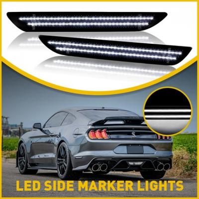 2 Stück LED Geräucherte Linse Rückseite Weiße Lichter Seitenstoßstange Markierung für 15-22 Ford Mustang