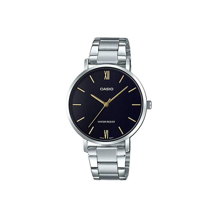 CASIO Women s Standard Series Silver Watch LTP-VT01D-1B LTP-VT01D-1B Black Dial
