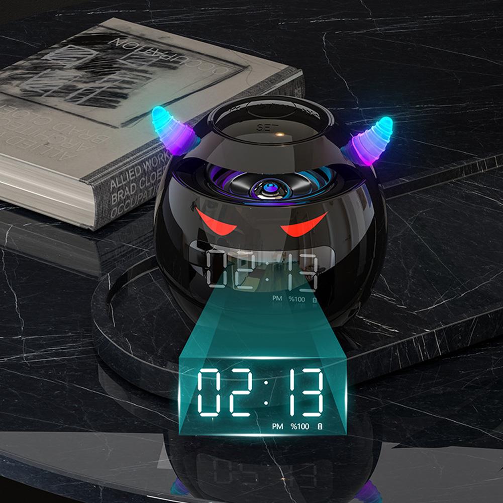 Niedlicher Wecker Bluetooth-Lautsprecher mit LED Digital TF Dualer Wecker Lautsprecher Heimdeko Kinderzimmer Schlaf Tischuhr