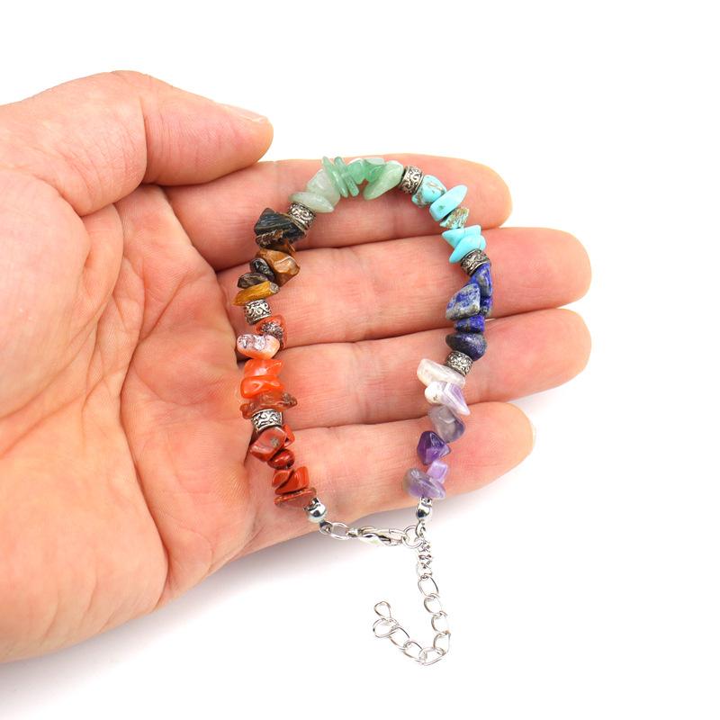 Handmade Beaded Natural Stone Crystal Gravel Alloy Bracelet Bracelet Bracelet Adjustable Multi-Color B28
