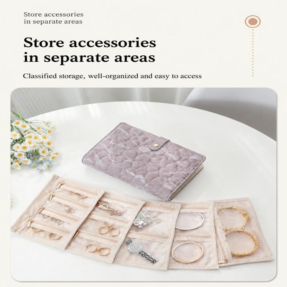 with Snap Button Jewelry Storage Book PU Leather Storage Bag Portable Jewelry Organizer  Travel