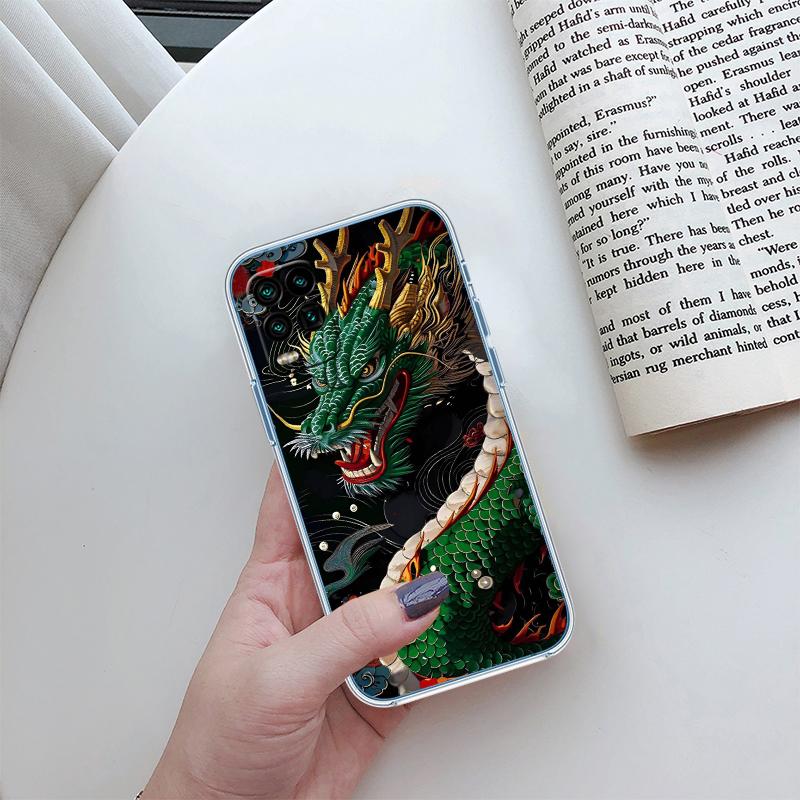 QE7 Chinesischer Drache Transparente Handyhülle für Samsung Galaxy A04 A04S A14 A23 A34 A54 M23 M33 M52 M53