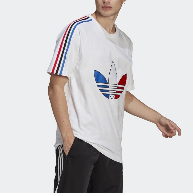 adidas originals MENS Tricol Logo Printed Crew Neck Short Sleeve White Men's GQ8921