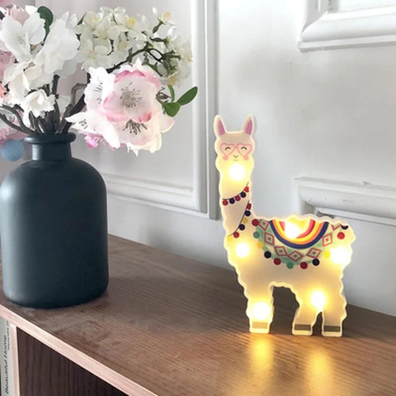 LED Decorative Hanging Night Light Lamp Animal Shape Cute Animal Modeling 12x19x2.8cm Lamp Alpaca Night Light Birthdays Gifts