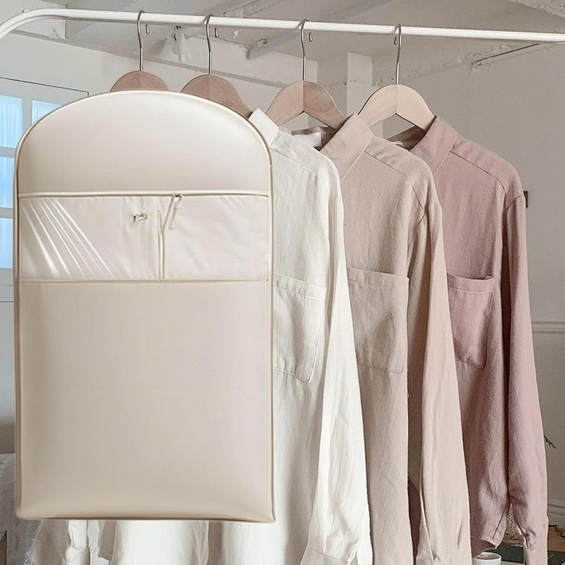 Garment Bag for Suit Coat Dust Cover Hangable Space Saver Dustproof Protective with Self-Compression Zipper for Jackets Shirts