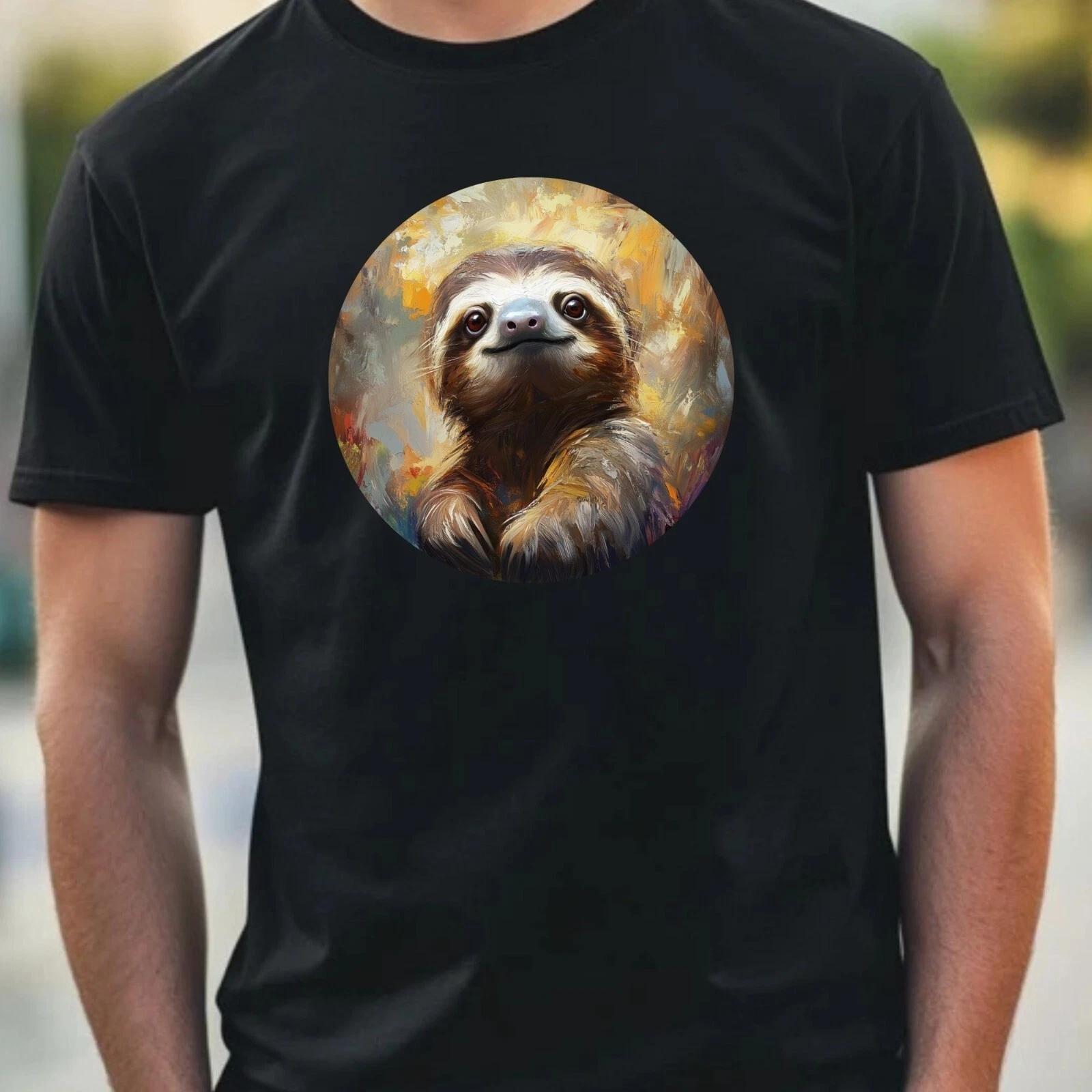 T-Shirt Herren Faultier Portrait Motiv Baumwolle Größe XS bis 5XL XXL