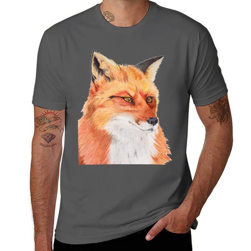 Watercolor Fox T-shirt Man T Shirt Luxury Man Graphic T Shirt T Shirts Designer T-shirt