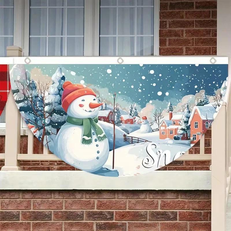 Christmas Outdoor Fan-Shaped Flag Banner Christmas Decor For Home 2026 Cristmas Drop Ornament Xmas Navidad Gift New Year 2027