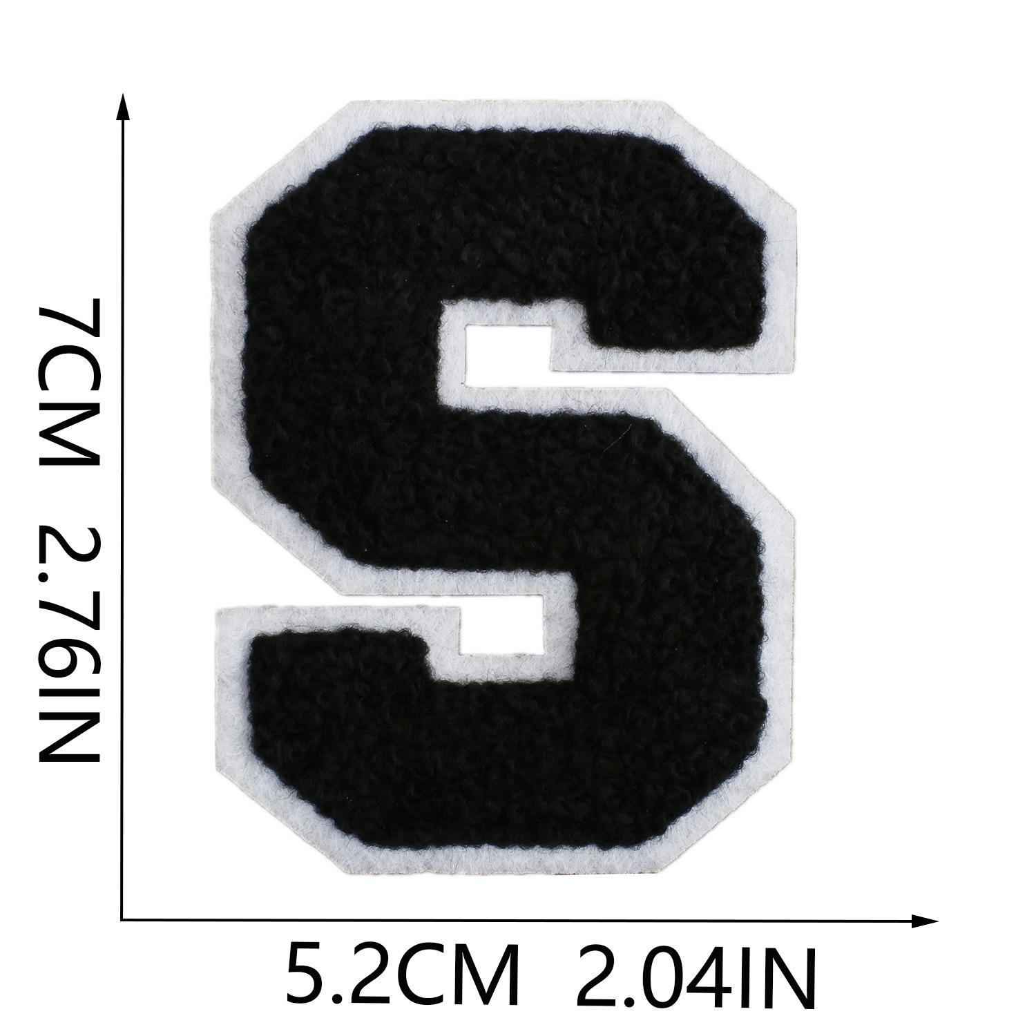 

Рычащий Небо Шенилловый Патч с Буквой: 7 см Белый фон и черные буквы A-Z, Термонаклейка для украшения сумки