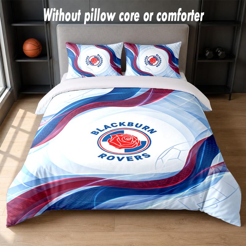 Blackburn Rovers Football Design Bed Bedding Set 1 Duvet Cover + 2 Pillowcases Soft Breathable Household Bed Linens