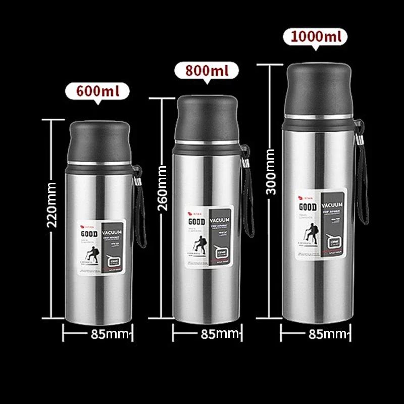 Stainless Steel Thermos Bottle Large Capacity Water Bottle Leakproof Coffee Vacuum Flask Outdoor Travel Portable Thermal Cup