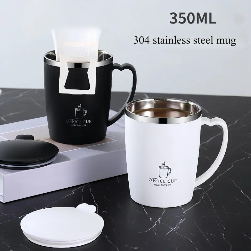 350ML Vacuum Cup Stainless Steel Coffee Cup with Handle Leak-Proof Portable Thermal Home Office Bottle Heat Resistant Tableware