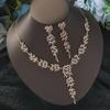 2025 Rhinestone Wheat Ear Necklace & Earrings Bridal Wedding Jewelry Set