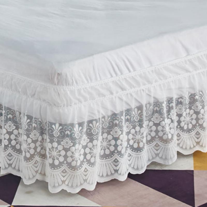 18-calowe koronkowe spódnice do łóżka, owinięte wokół, marszczone, owinięte wokół, elastyczne spódnice do łóżka bez powierzchni łóżka, podwójne, pełne, królowe, rozmiar king