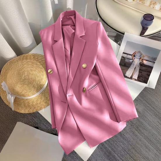 Dámský oblek Kabát Klopa Dlouhý rukáv Dvouřadé Zapínání Ležérní Kardigan Bunda Všestranný Jednobarevný Business Svrchní oděv