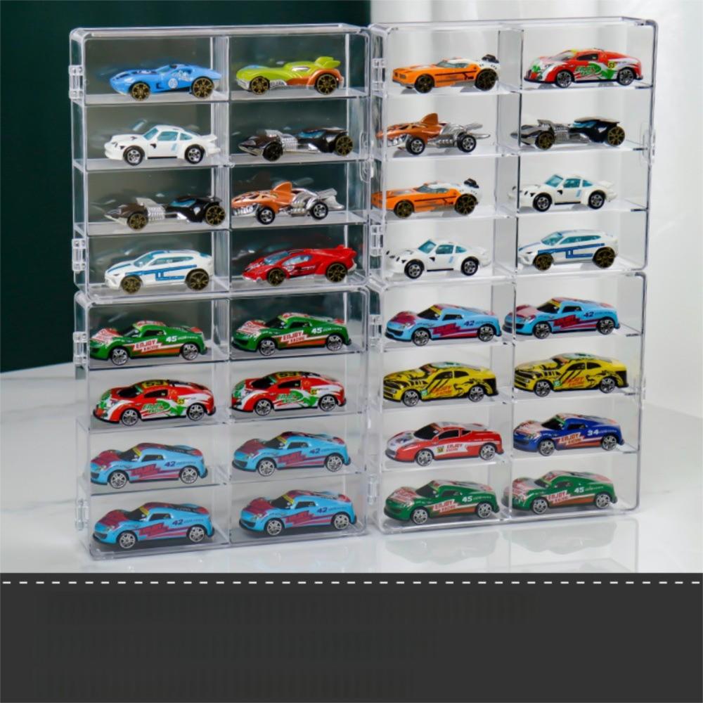 1/4pcs Stackable Car Display Box Dustproof Transparent Car Storage Box Acrylic Cabinet Rack Kids