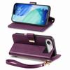 For iPhone Air Case Floral Leaf Pattern Multi Card Slots Zipper Leather Phone Cover with Wrist Strap