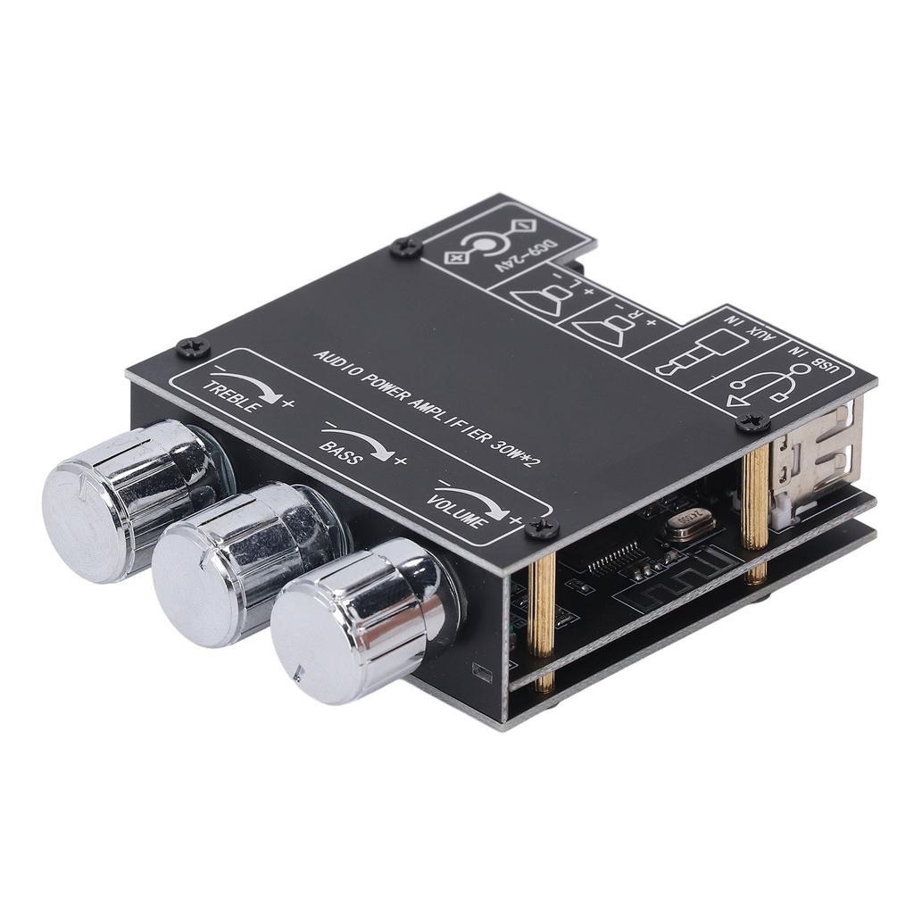 Sound Power Amplifier Board 2x30W 2.0 Channel BT AUX USB Input Power Amplifier Module with Treble Ba