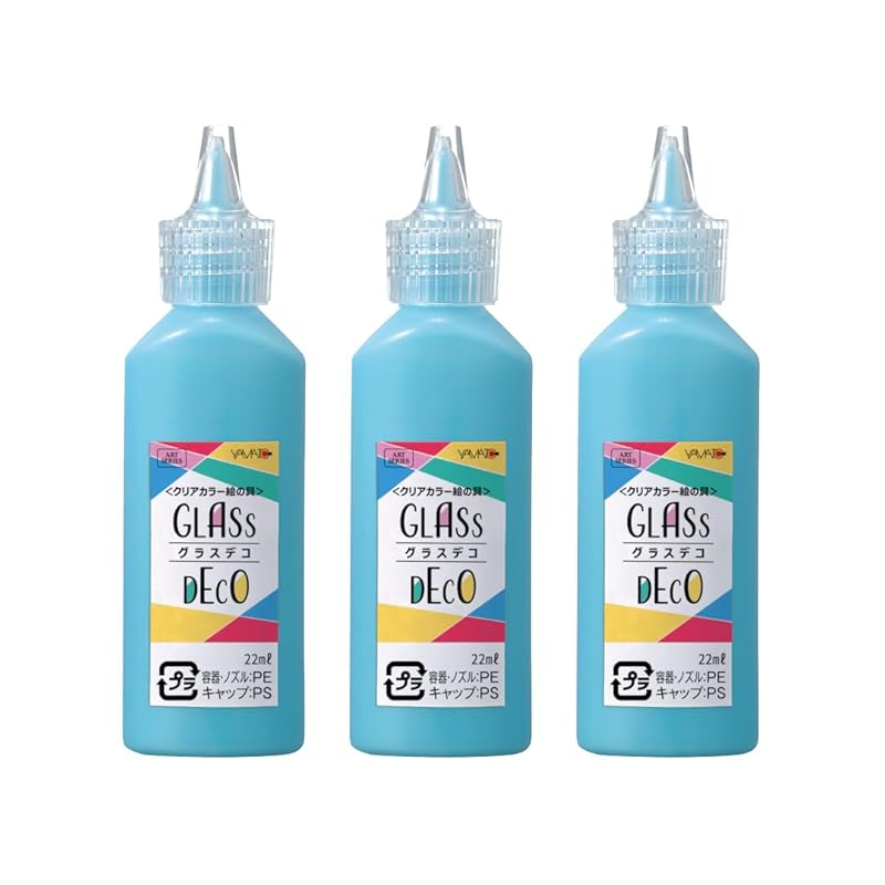 

Yamato art supplies glass deco sky blue monochromatic 22ml 3 pieces GDS22H-12