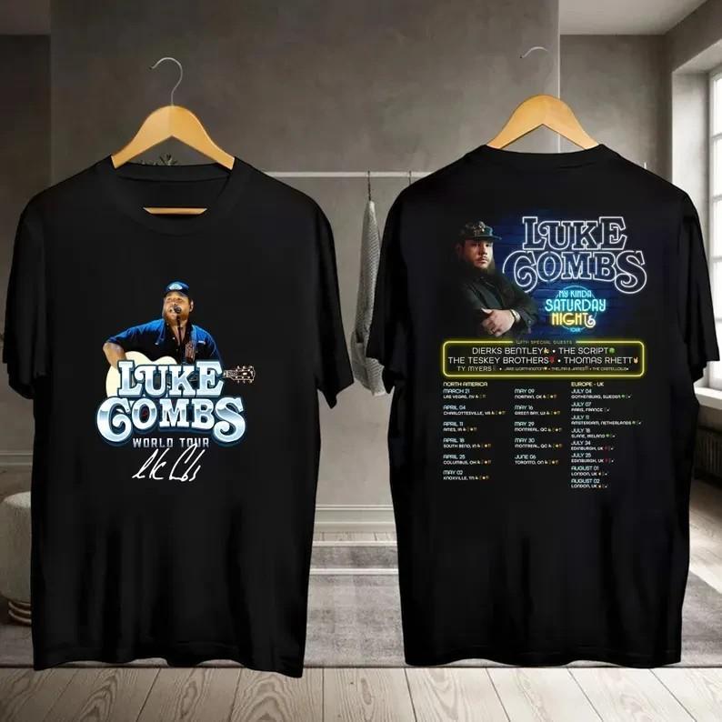 Luke Combs Country Music Tee 2026 Luke Combs My Kinda Saturday Night Tour Shirt XL