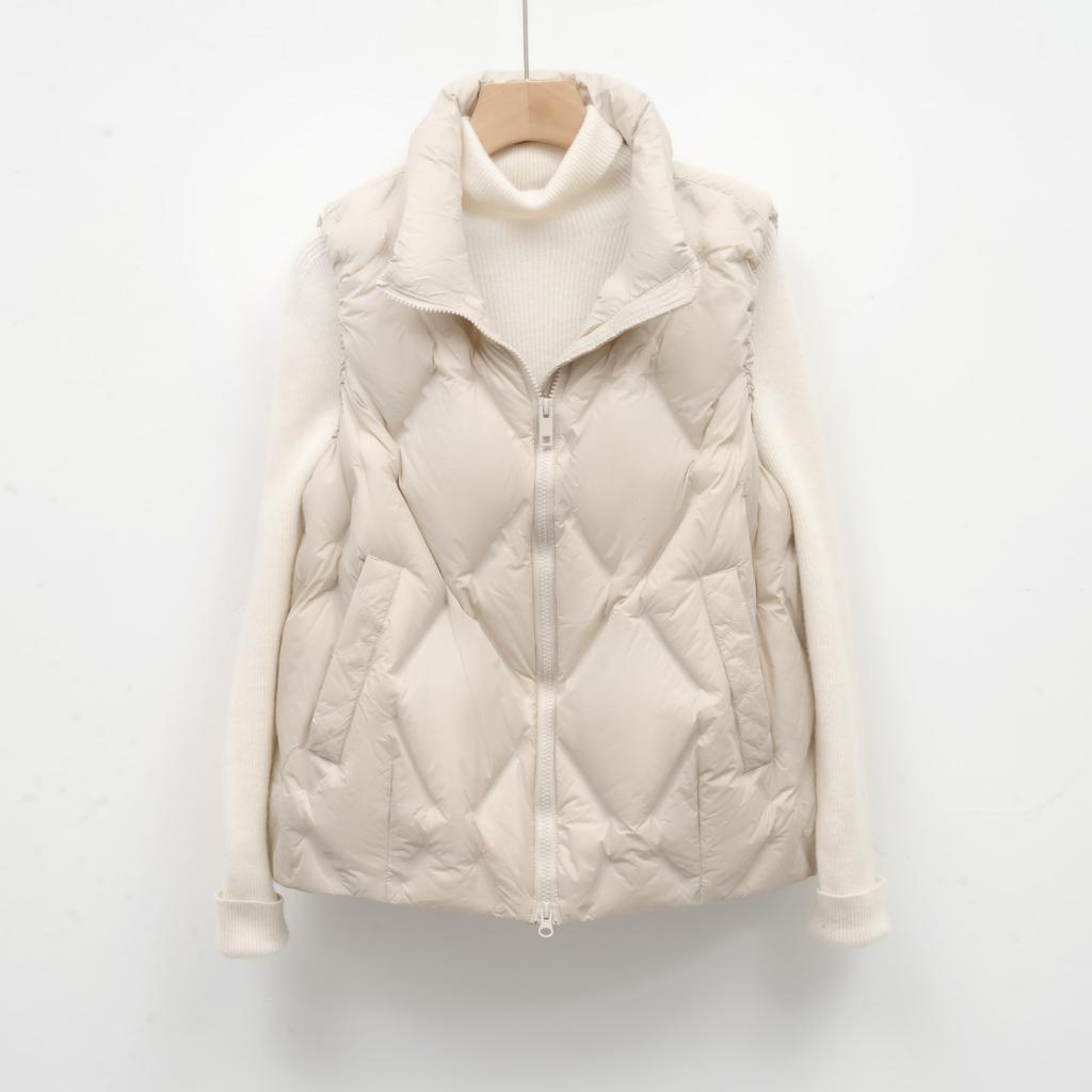 Autumn and Winter Women's 90 Down Light Duck Down Waistcoat  Striped Down Jacket Plus Size Waistcoat