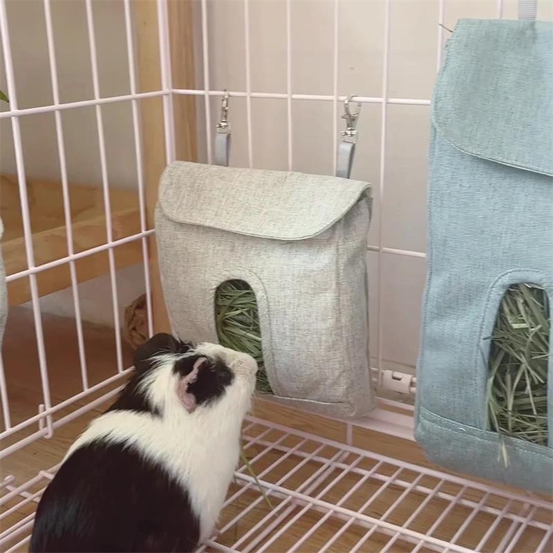 Hanging Pouch Feeder Hay Bag Mount Feeding Dispenser Container Fit For Rabbit Guinea Pig Small Animals Pet Premium Grade Auto Interior Accessory
