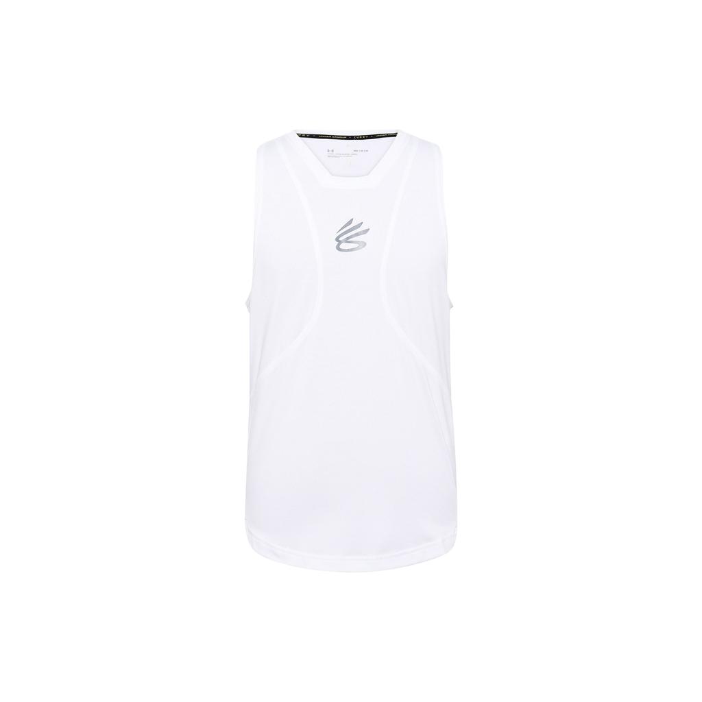 Under Armour Curry Performance Basketball Training Breathable Quick-Dry Sports Tank Top Men Tops White 1362587-100