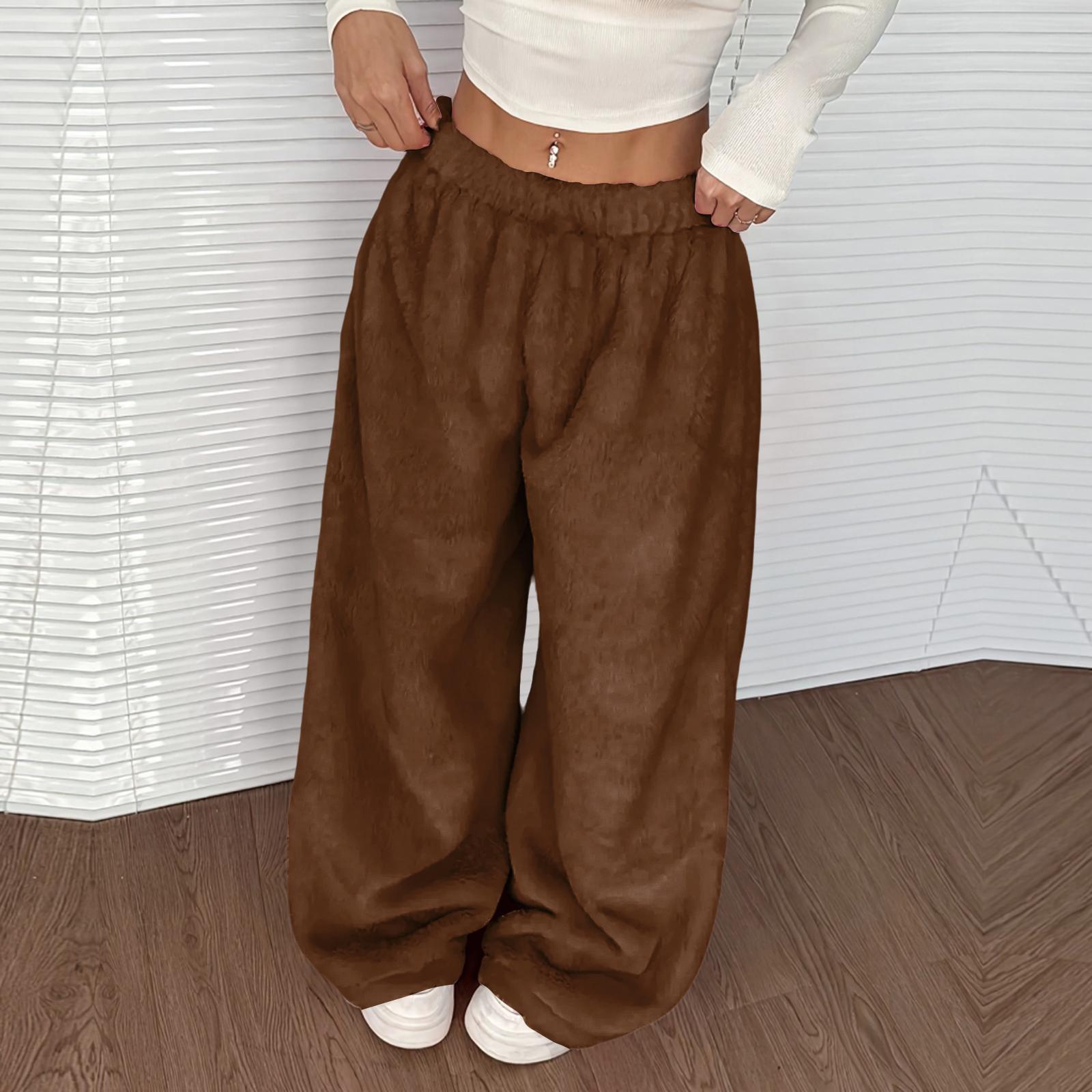 

Женские повседневные и модные брюки с эластичной талией, свободные, с широкими штанинами S кофейный