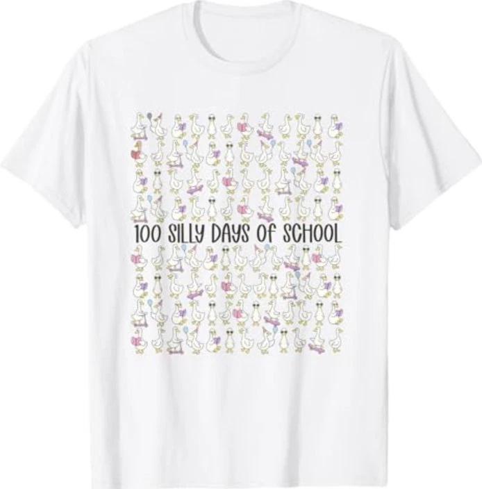 100 Days of Silly Gooses Funny Teacher 100th Day of School T-Shirt 3XL