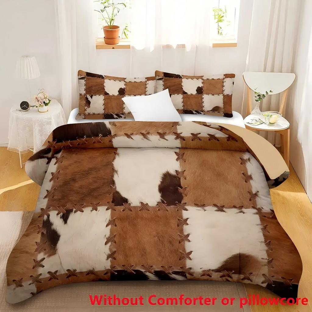 Splicing Cowhide 3D Printed Duvet Cover For Kids Teens Adults Soft Bedding Cover Pillowcase Splicing Design Home Quilt Cover