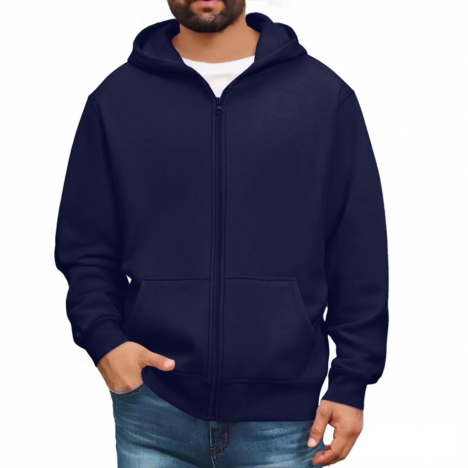 Amydeal Heren Sweatshirts met Lange Mouwen en Volledige Rits, Pullover Tops, Casual en Lange Jassen met Zakken XL Vloot
